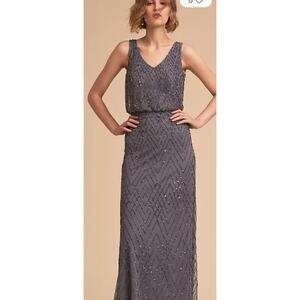 Anthropolgie x BHLDN Blaise Dress Hydrangea Beaded Maxi Sleeveless Dress Size 0